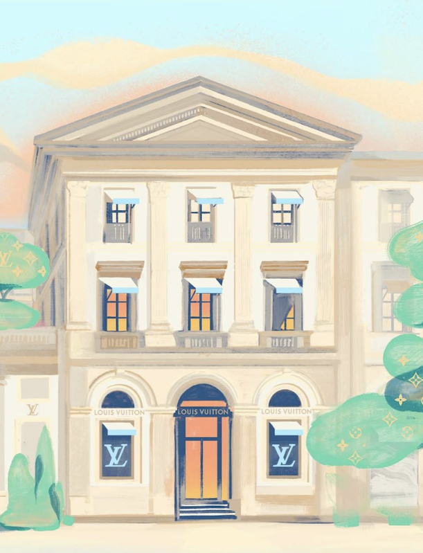 Louis Vuitton Boutique And Cafe Reopening at Via Montenapoleone